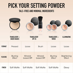 Correcteur poudre libre bareMinerals Deep Bisque sur un fond neutre