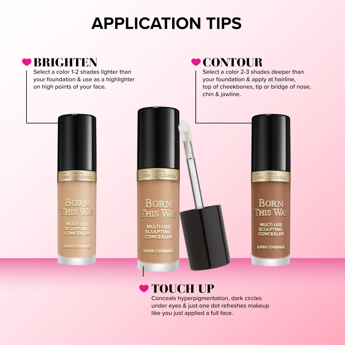 Correcteur Too Faced Born This Way avant et après