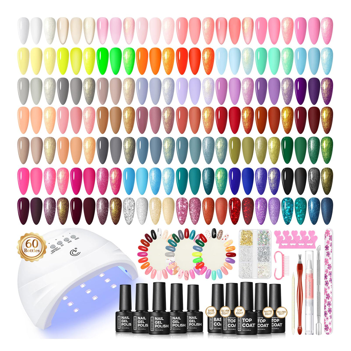 COSCELIA Kit de Vernis à Ongles Gel avec 55 couleurs et lampe UV