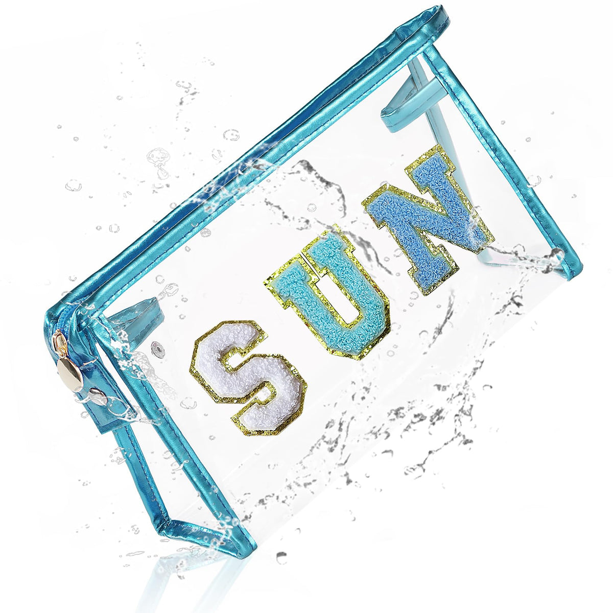 COSHAYSOO trousse de maquillage transparente avec patch SUN bleu