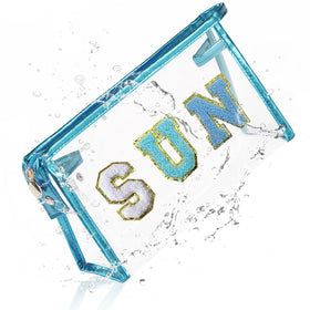 COSHAYSOO trousse de maquillage transparente avec patch SUN bleu