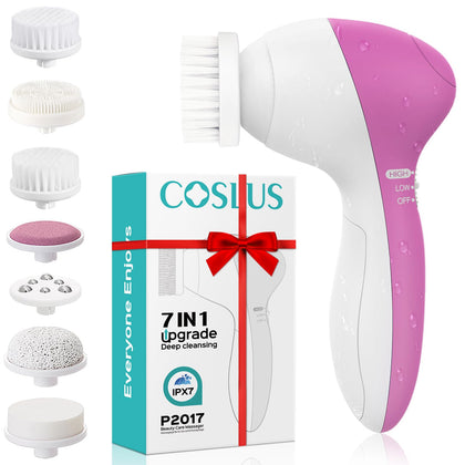 COSLUS Brosse de Nettoyage Visage 7-en-1 vue de face