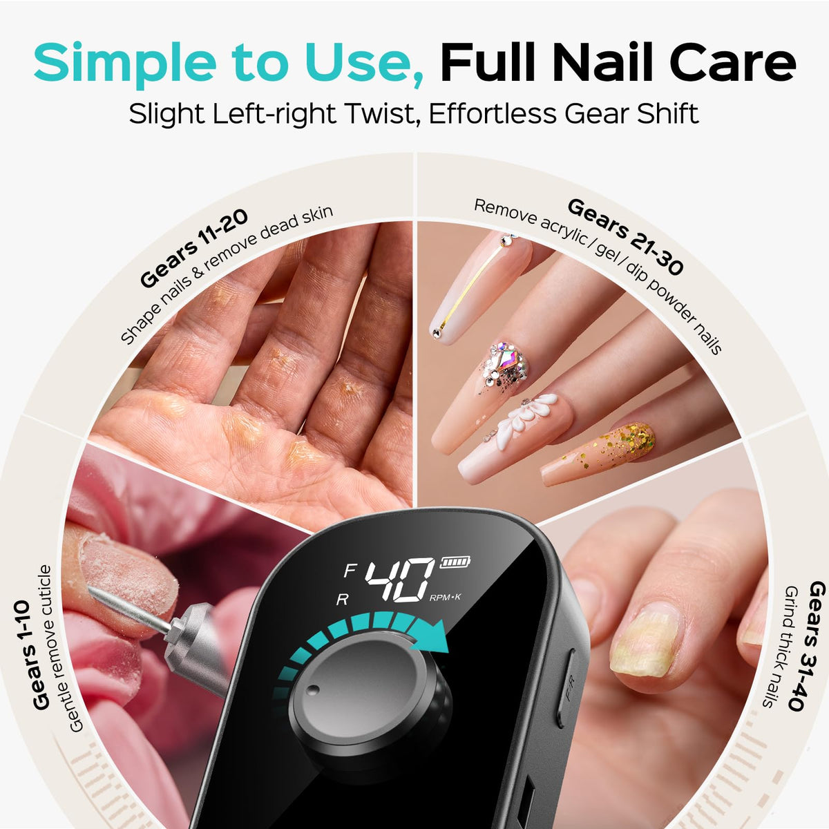 COSLUS E51 perceuse à ongles portable sur bureau
