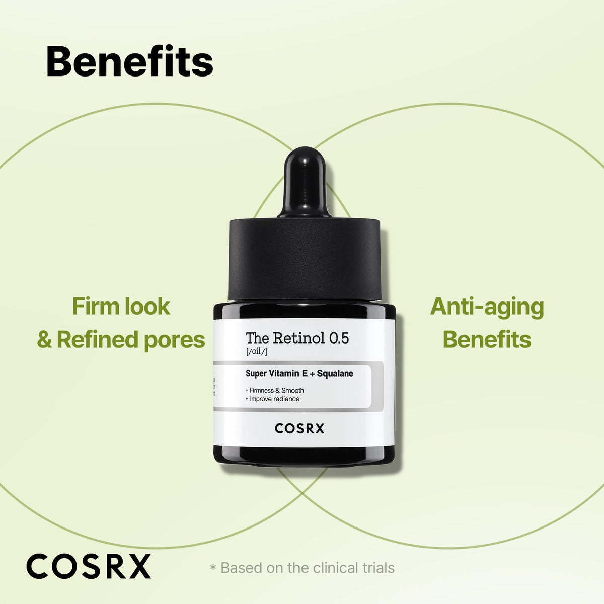 COSRX Huile de Rétinol 0,5% près d'éléments de soin de la peau