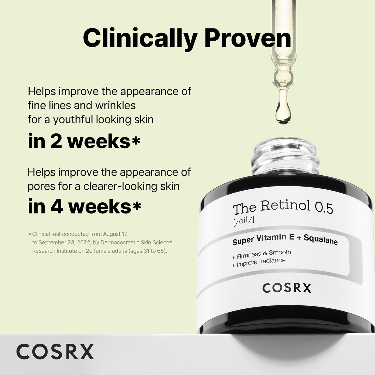 COSRX Huile de Rétinol 0,5% sur fond neutre