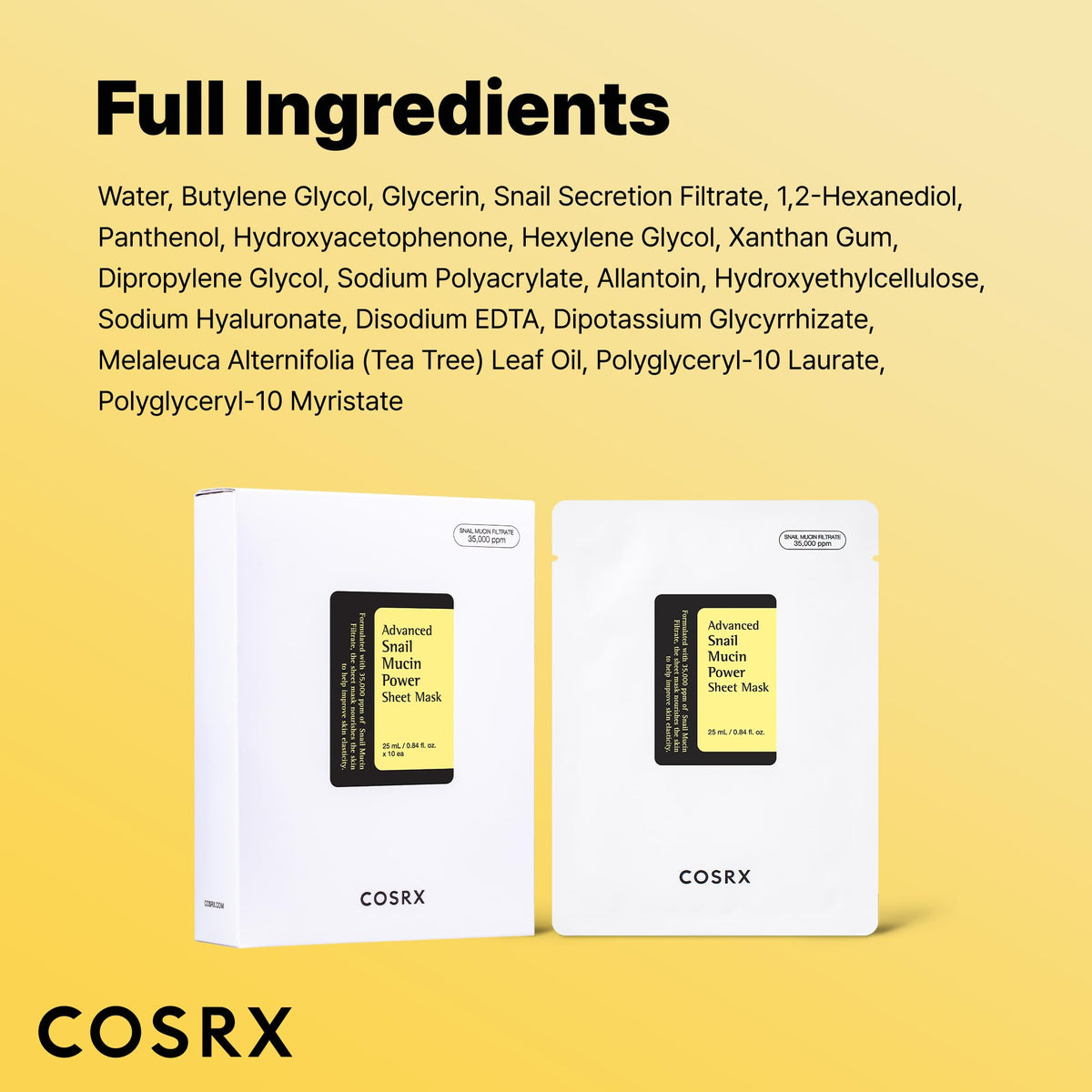 COSRX Masque en Tissu Mucine d'Escargot avant et après utilisation