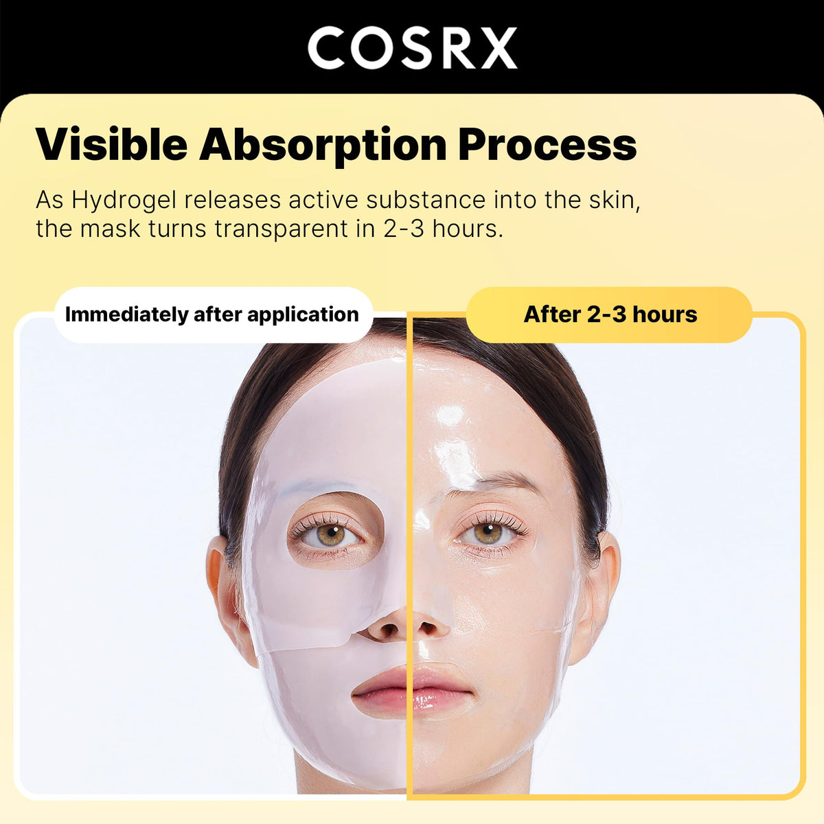 COSRX Masque Hydrogel Mucin d'Escargot application sur le visage