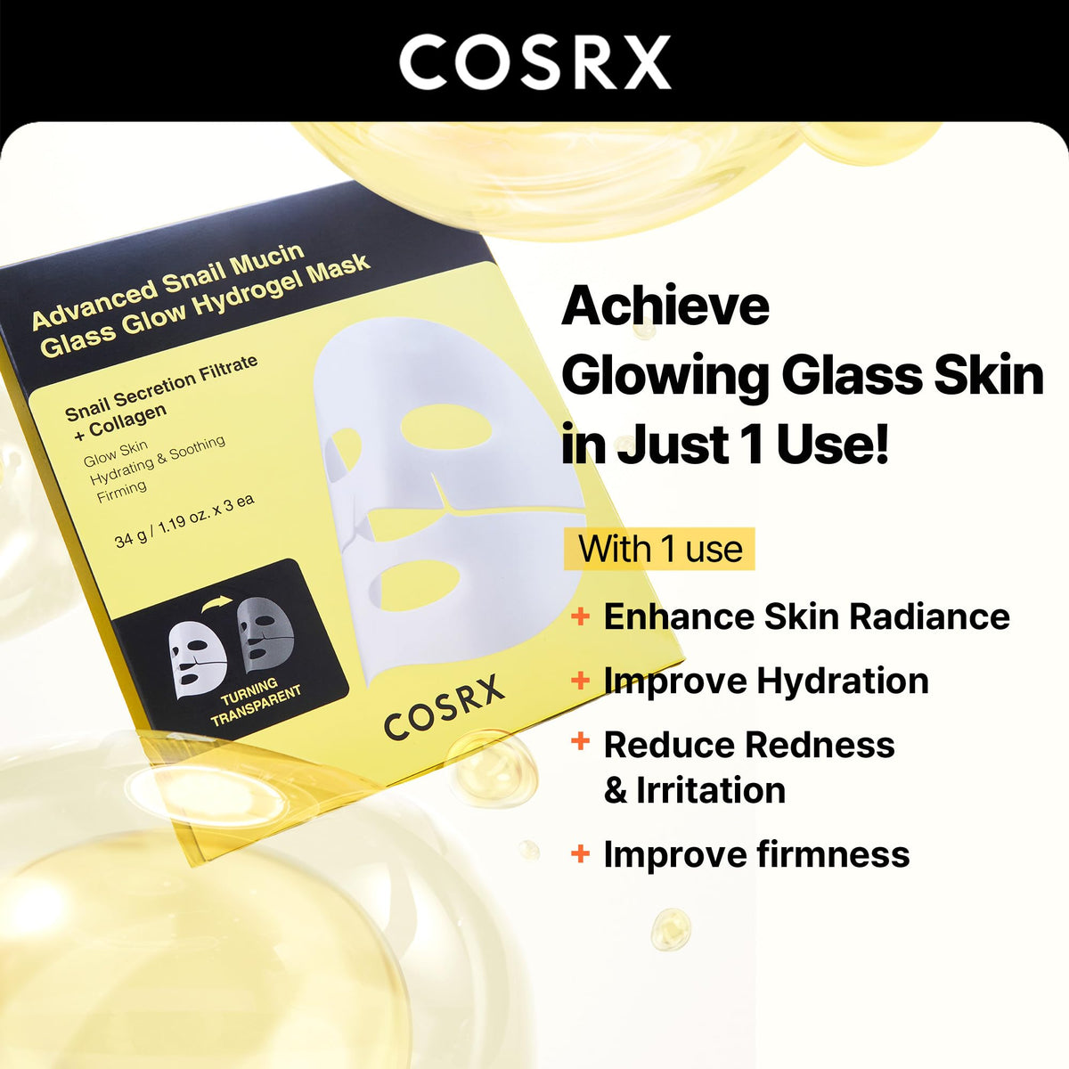 COSRX Masque Hydrogel Mucin d'Escargot texture du masque