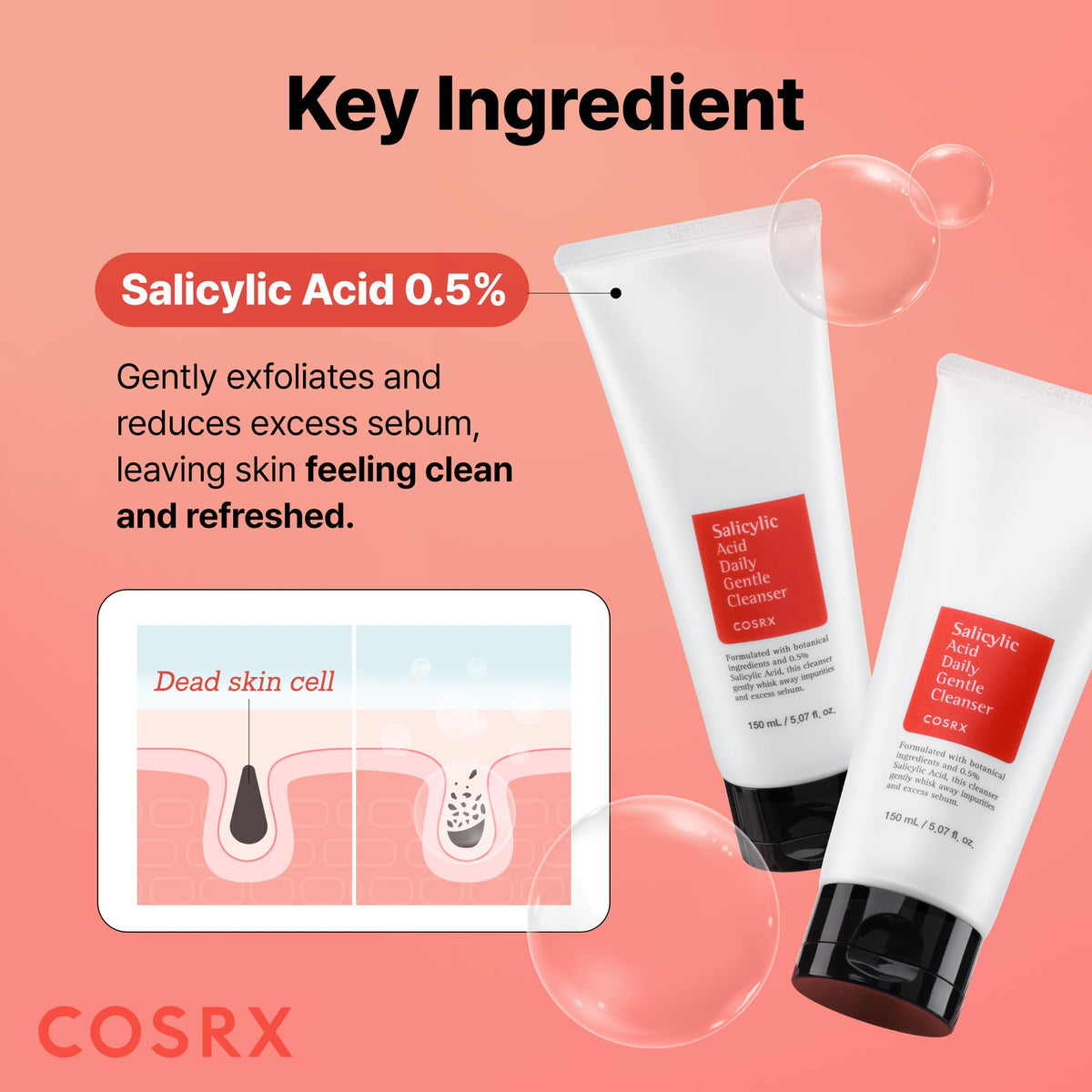 COSRX Nettoyant Doux Acide Salicylique 190g emballage et étiquette