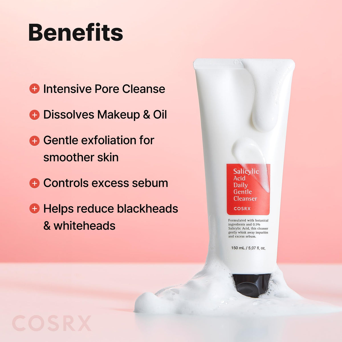 COSRX Nettoyant Doux Acide Salicylique 190g en utilisation sur le visage