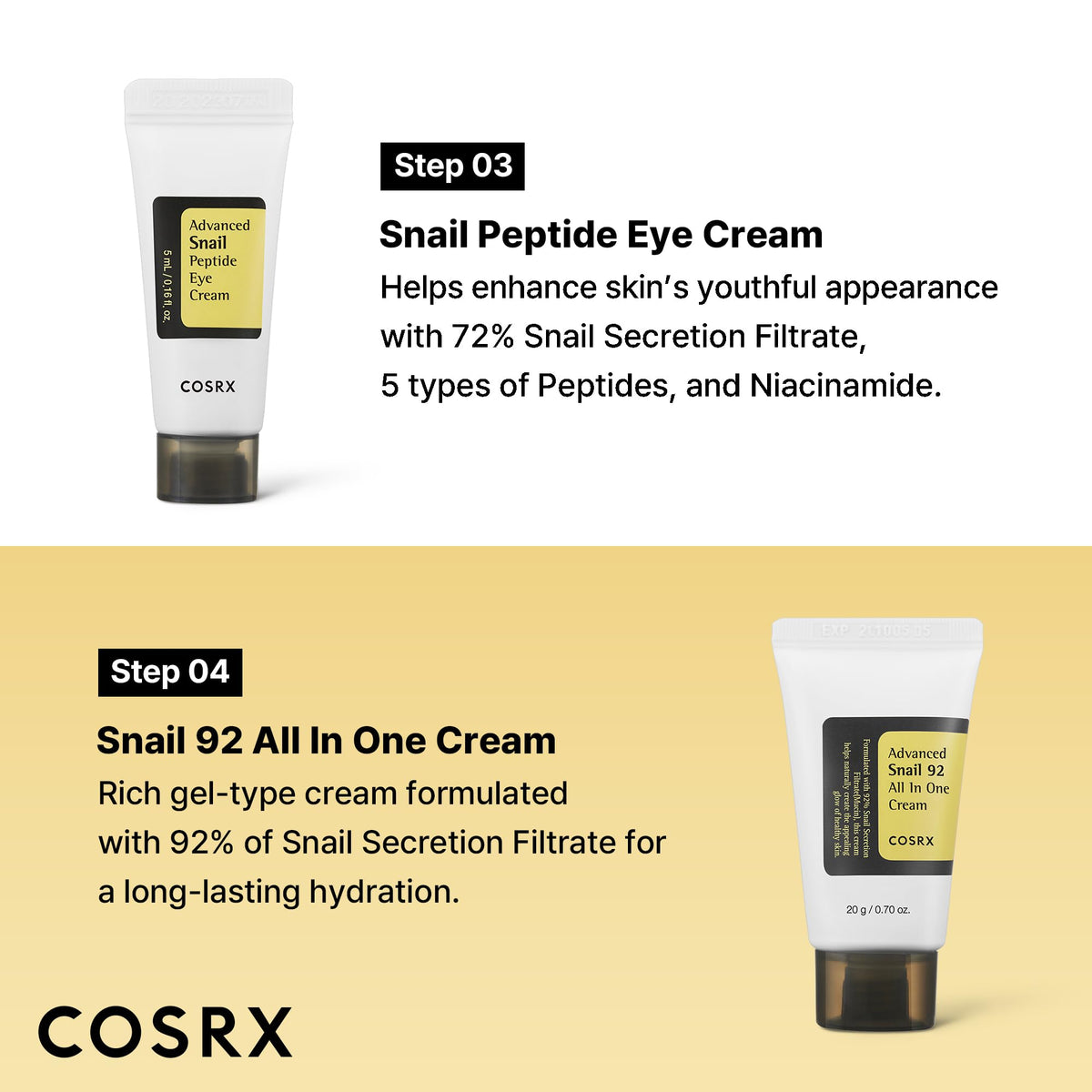 COSRX Set de Soins à la Mucine d'Escargot - Produits en présentation