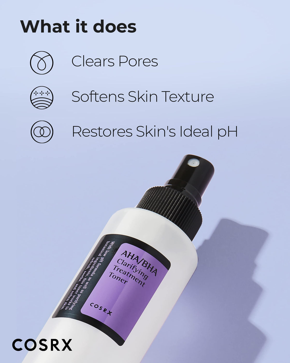 COSRX Toner AHA/BHA 150 ml en utilisation sur coton