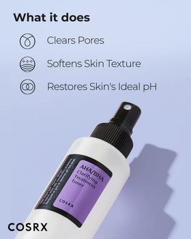 COSRX Toner AHA/BHA 150 ml en utilisation sur coton