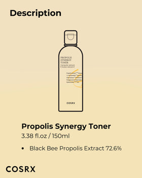 COSRX Toner Propolis 72% 200g avec gouttes sur surface