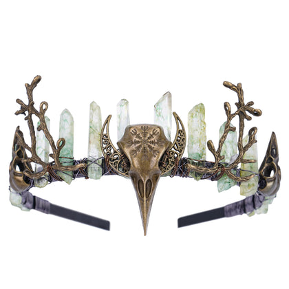 CoTeeZa couronne cristal verte artisanale avec cristaux brillants