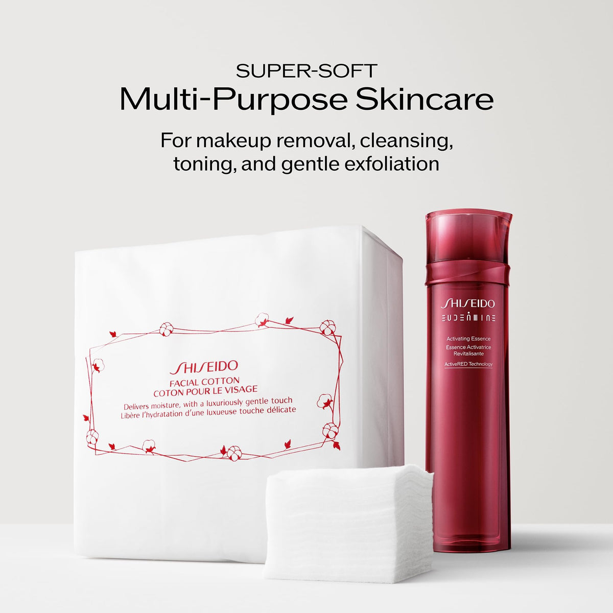 Coton à démaquiller Shiseido vue de côté avec emballage