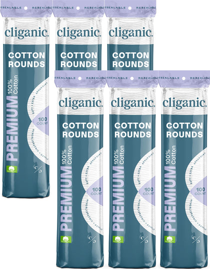 Coton Rounds Premium Cliganic paquet de 600 unités avant
