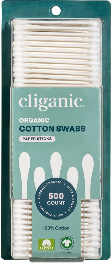 Coton tiges bio Cliganic 500 unités en boîte