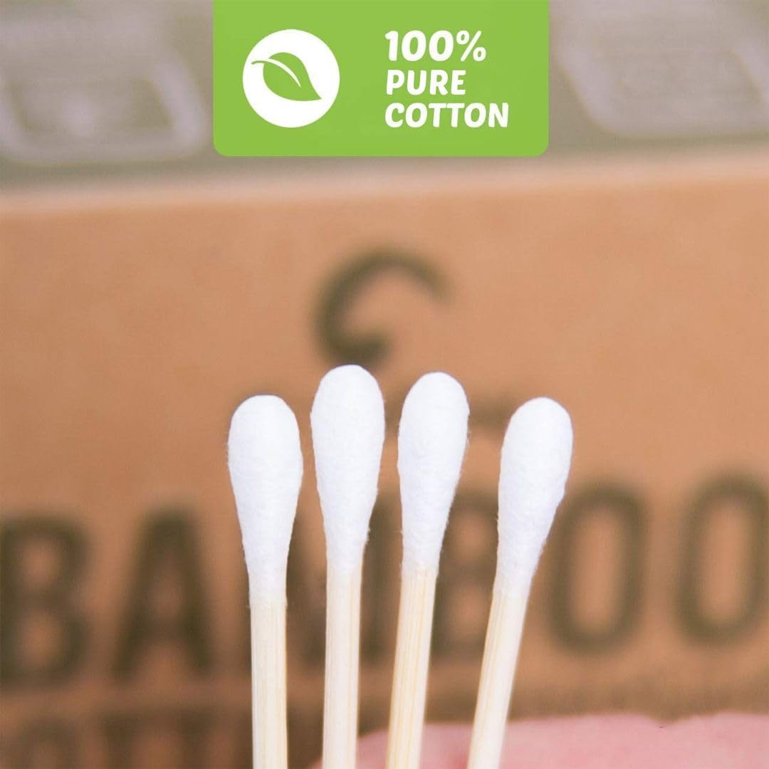 Coton-Tiges en Bambou EcoFox avec design pratique pour le rangement