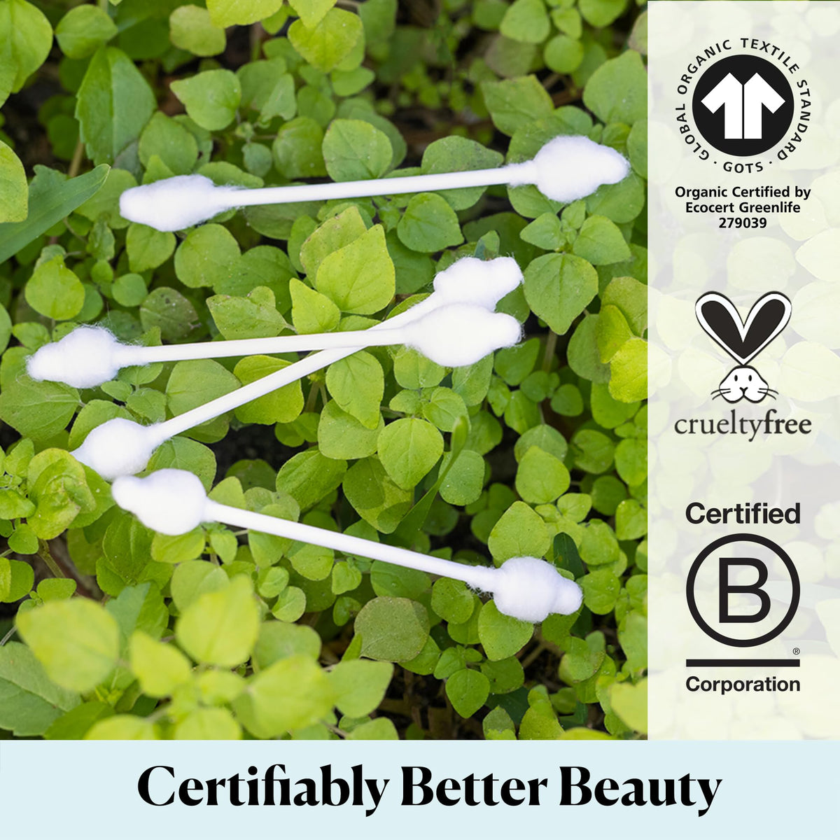 Cotons-tiges bio Sky Organics à côté d'autres produits de beauté
