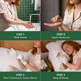 COTTONNERIE Gants en Coton Bio, en usage avec crème hydratante