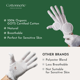 COTTONNERIE Gants en Coton Bio, taille M, présentation