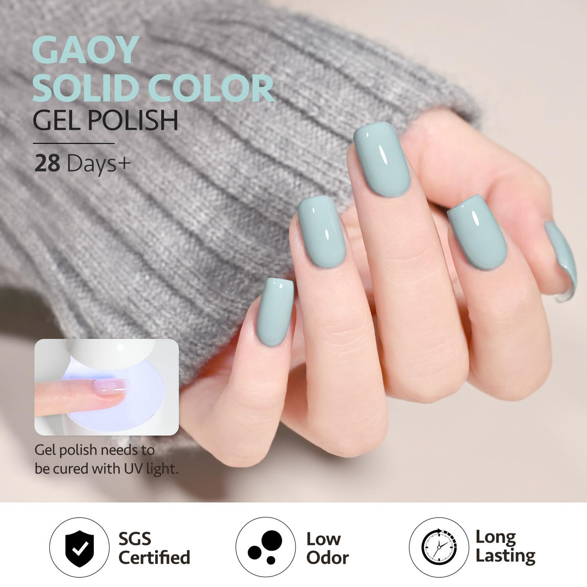 Couche de vernis gel GAOY sur des ongles manucurés