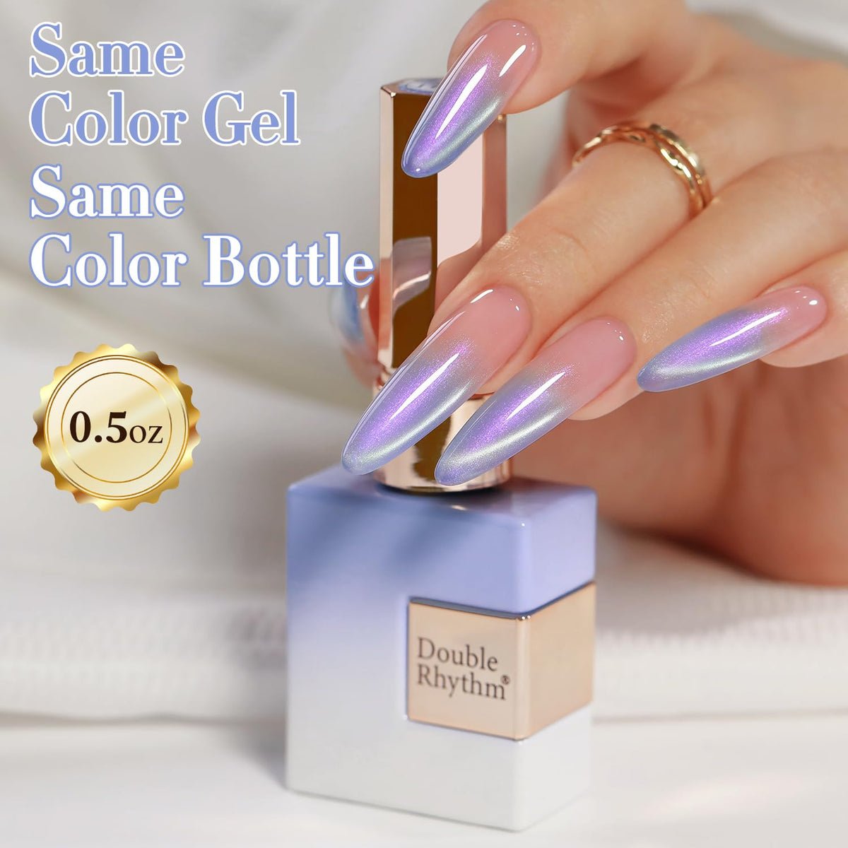 Couleur bleu sirène du Vernis Gel Cat Eye sur des ongles