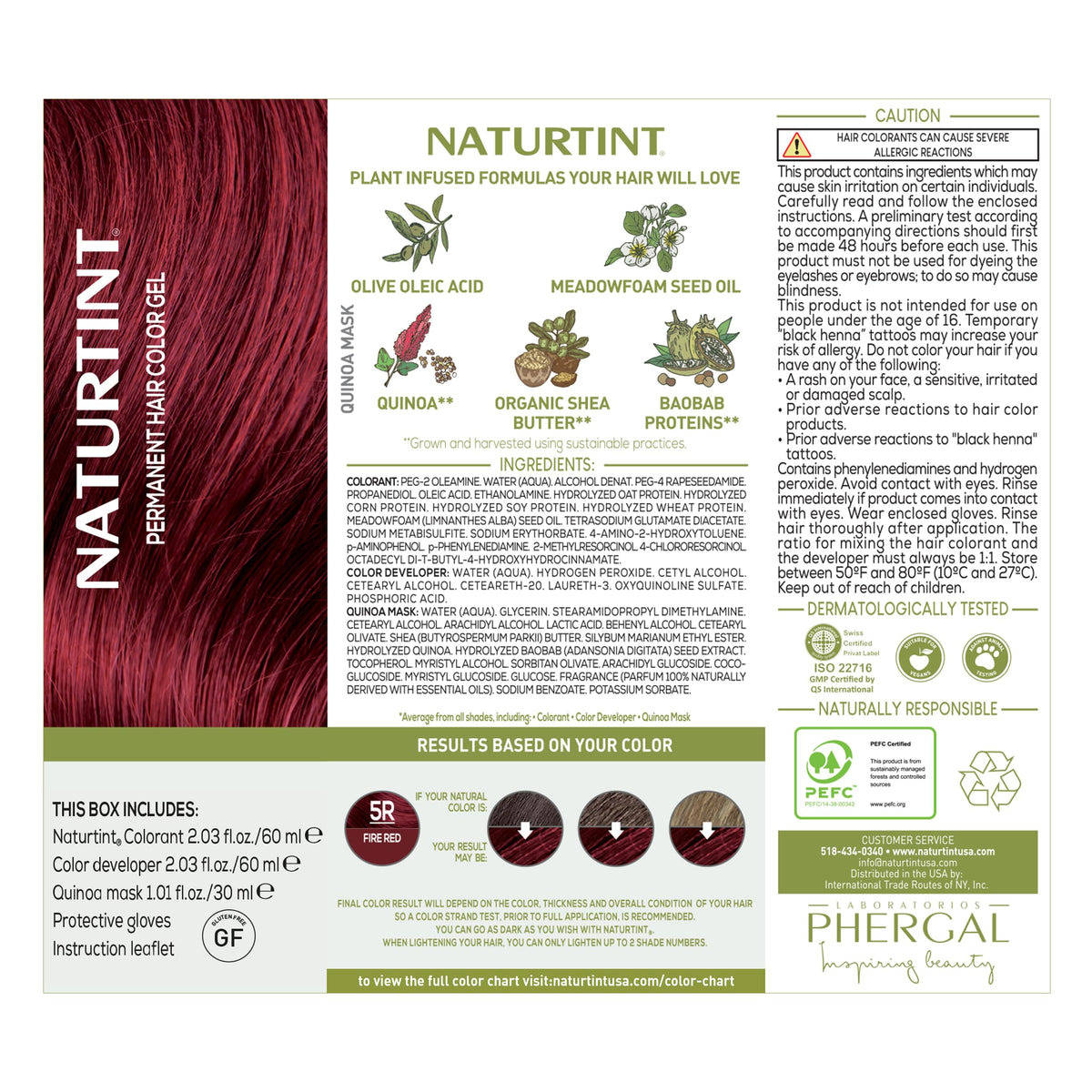 Couleur cheveux vibrante après application de Naturtint 5R Rouge Feu