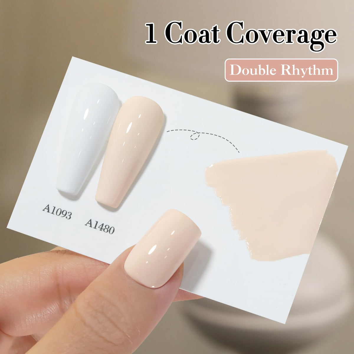 Couleur crème blanche du vernis gel Double Rhythm sur ongles