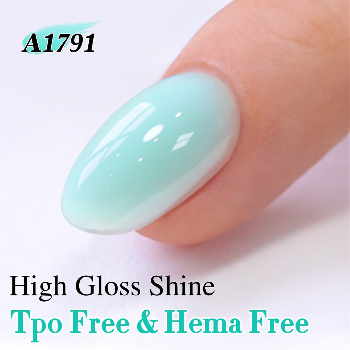 Couleur Milky Teal du vernis gel Double Rhythm sur des ongles