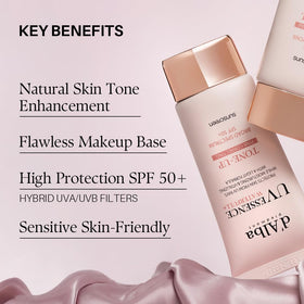 Couleur rose du sérum solaire Waterfull Tone-Up sur la main