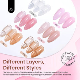 Couleurs de vernis à ongles jelly gel, y compris blanc, rose et marron