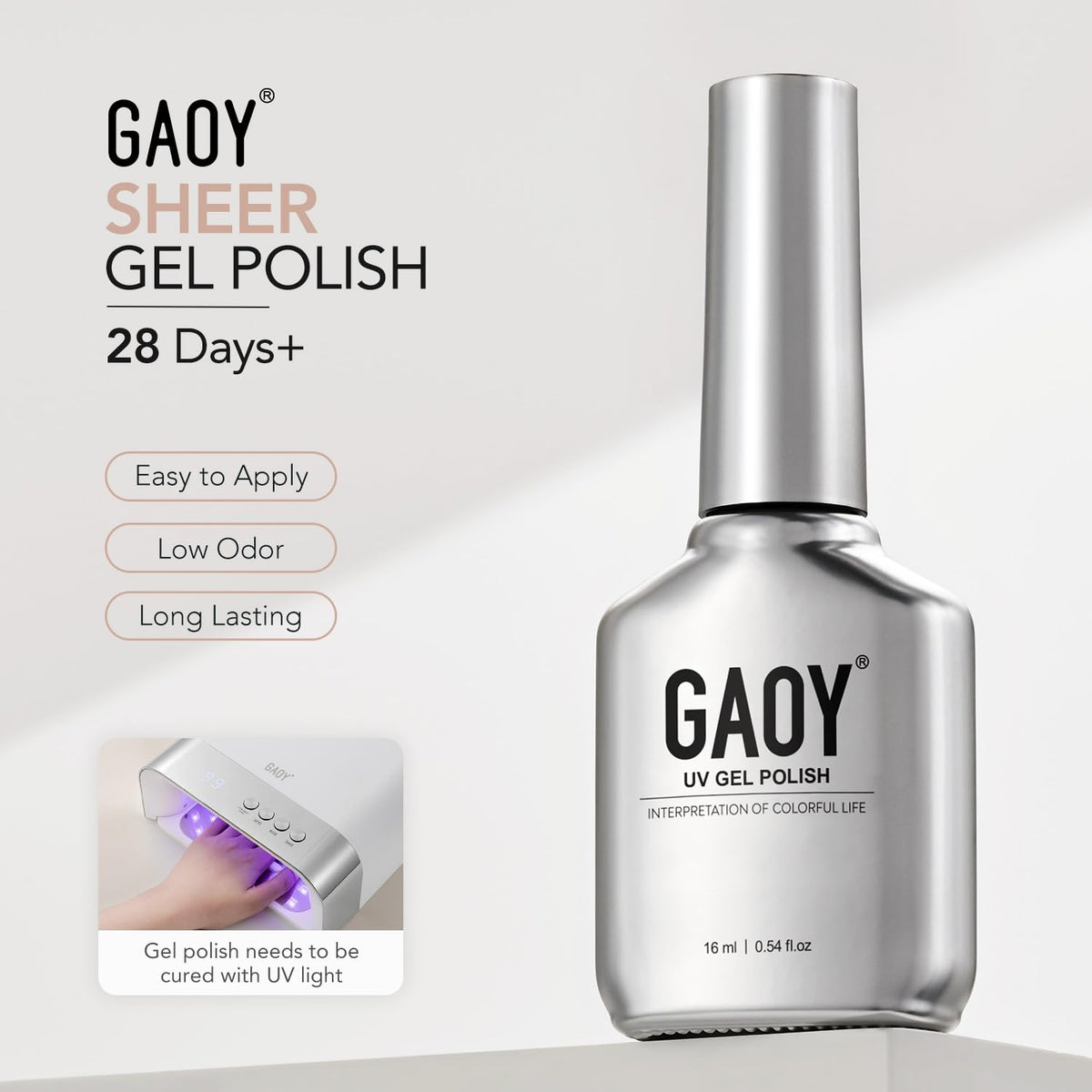 Couleurs des vernis à ongles gel GAOY sur une palette