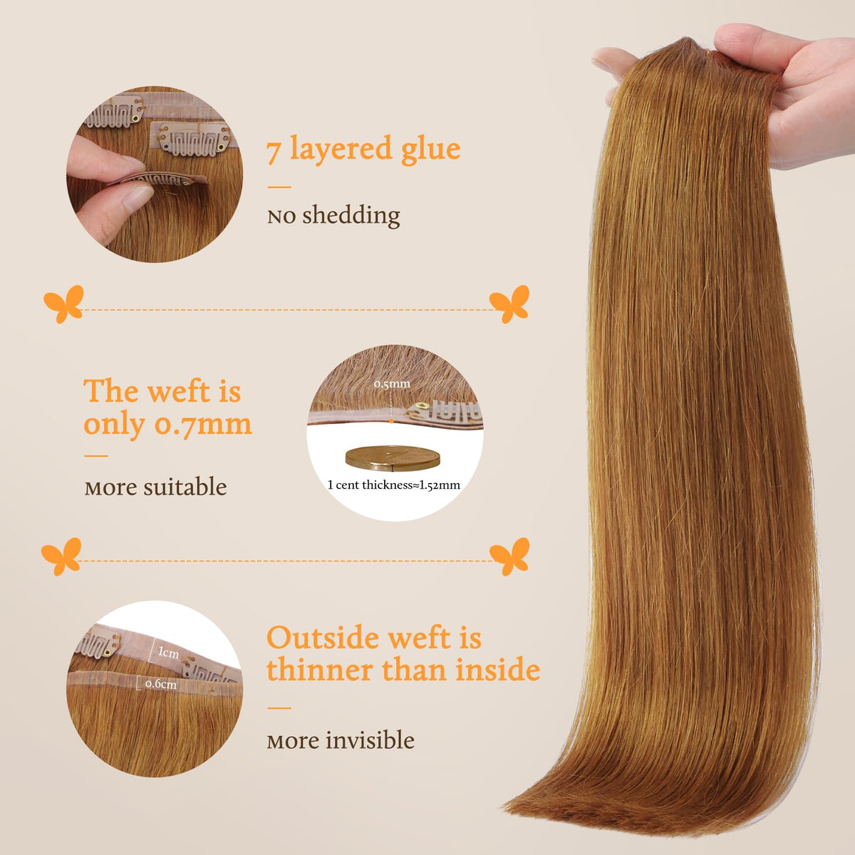 Couleurs variées des extensions de cheveux DOORES