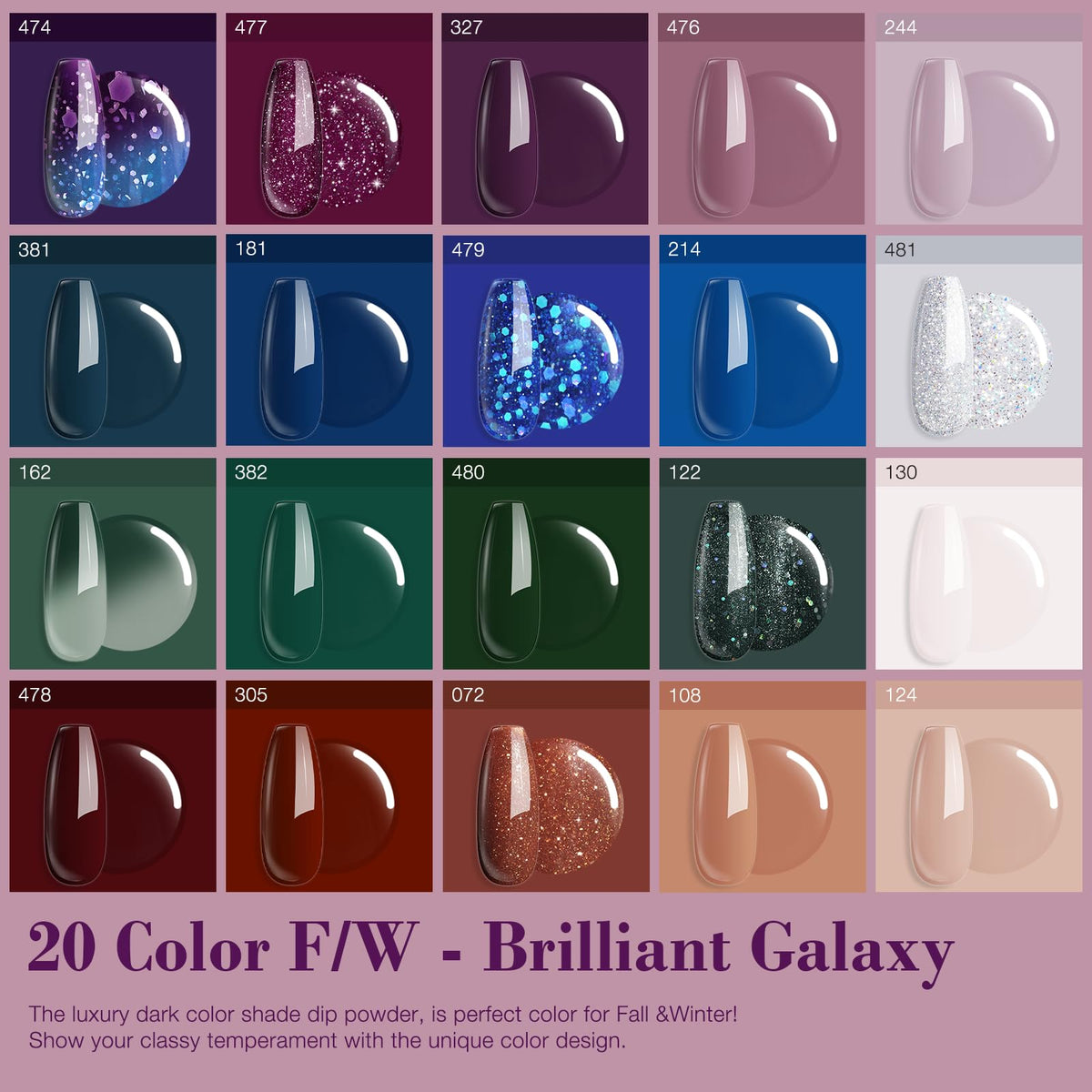 Couleurs vives et éclatantes des poudres à ongles AZUREBEAUTY