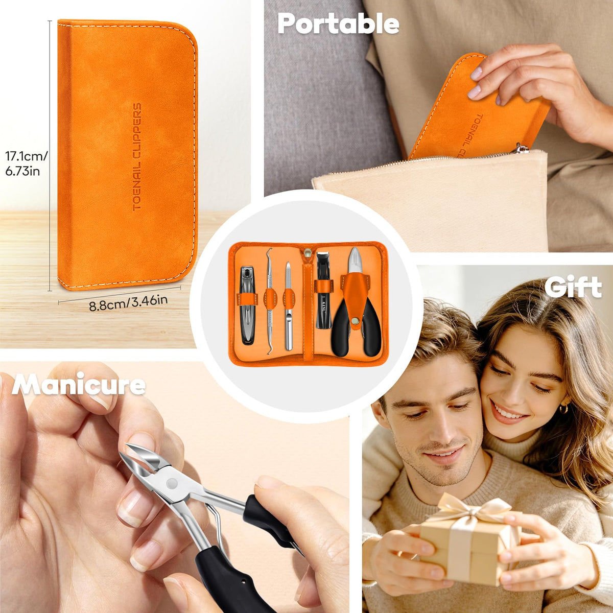 Coupe-ongles GJNL sur fond blanc avec accessoires