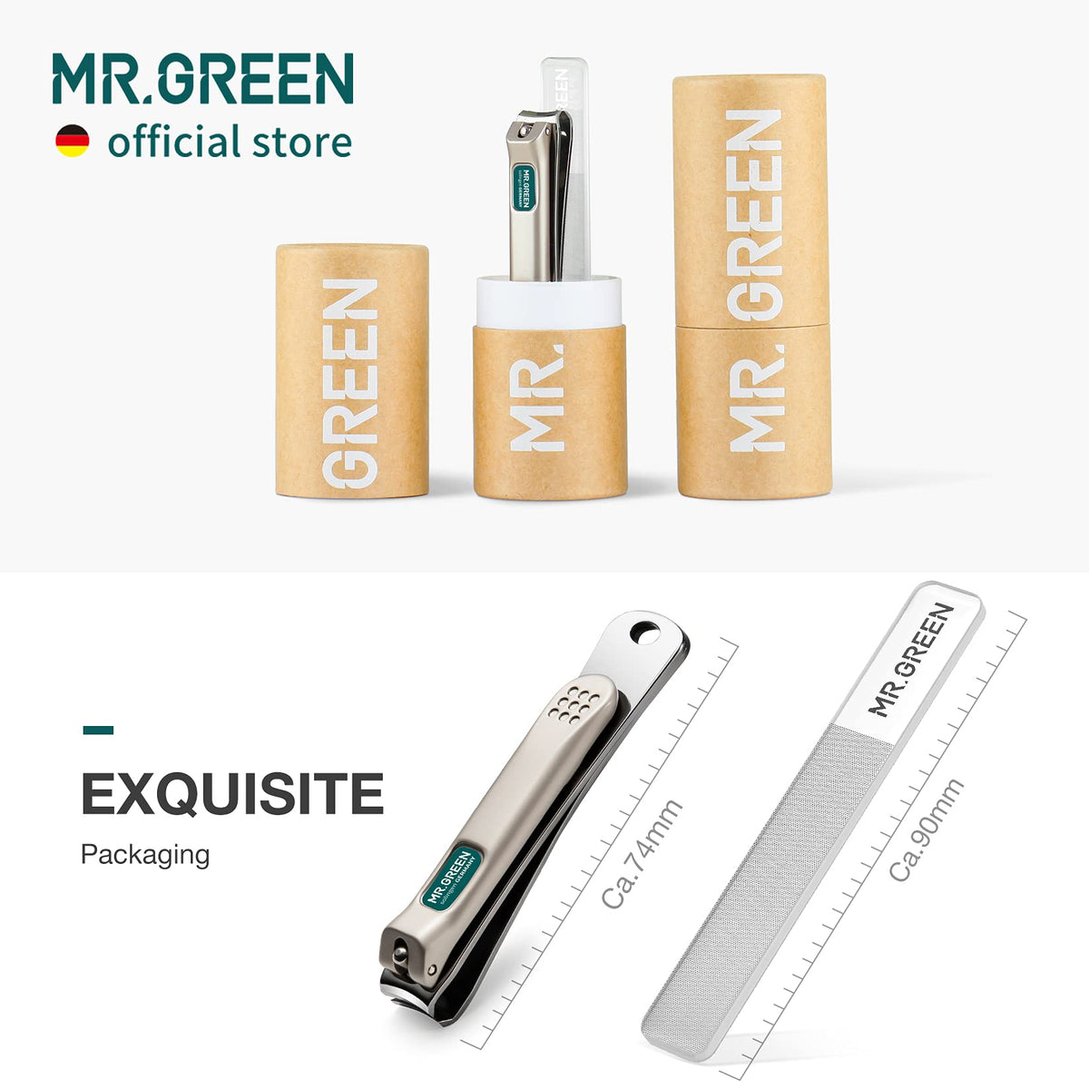 Coupe-ongles MR.GREEN en usage avec des ongles épais