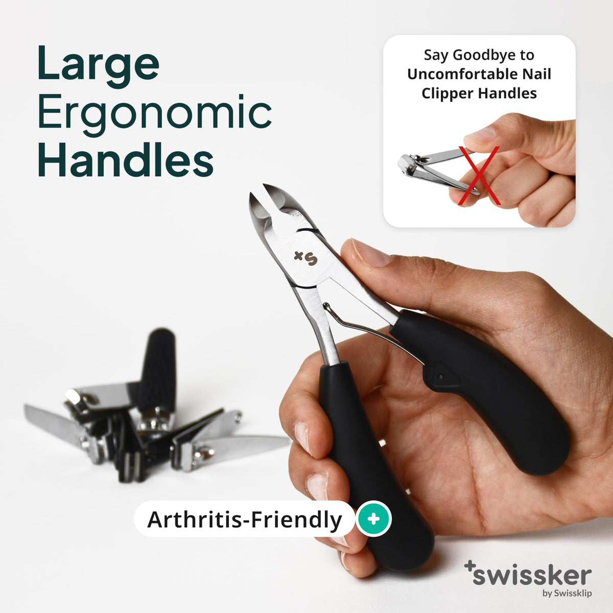 Coupe-ongles Swissklip sur fond de travail de soin des pieds