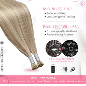 Coupe transversale des extensions Moresoo avec pointes en kératine