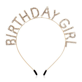Couronne d'anniversaire AOPRIE en strass dorée, vue de face