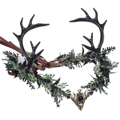 Couronne d'Elfe Lumineuse MOSTORY vue de face avec fleurs artificielles