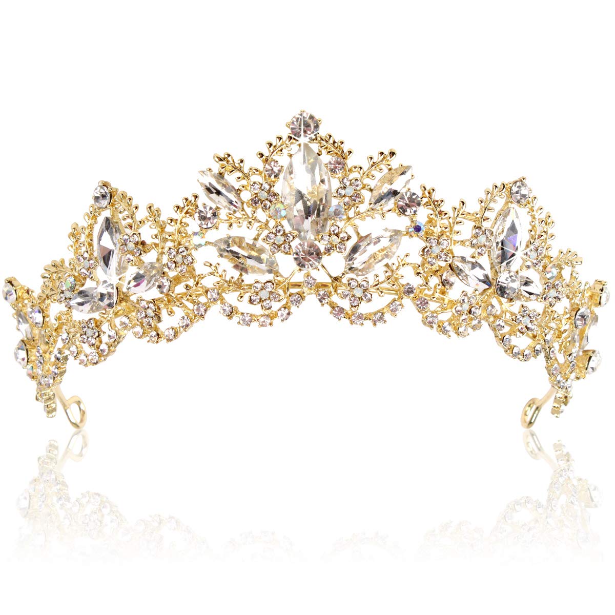 Couronne Exacoo en strass dorée vue de face