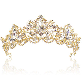Couronne Exacoo en strass dorée vue de face