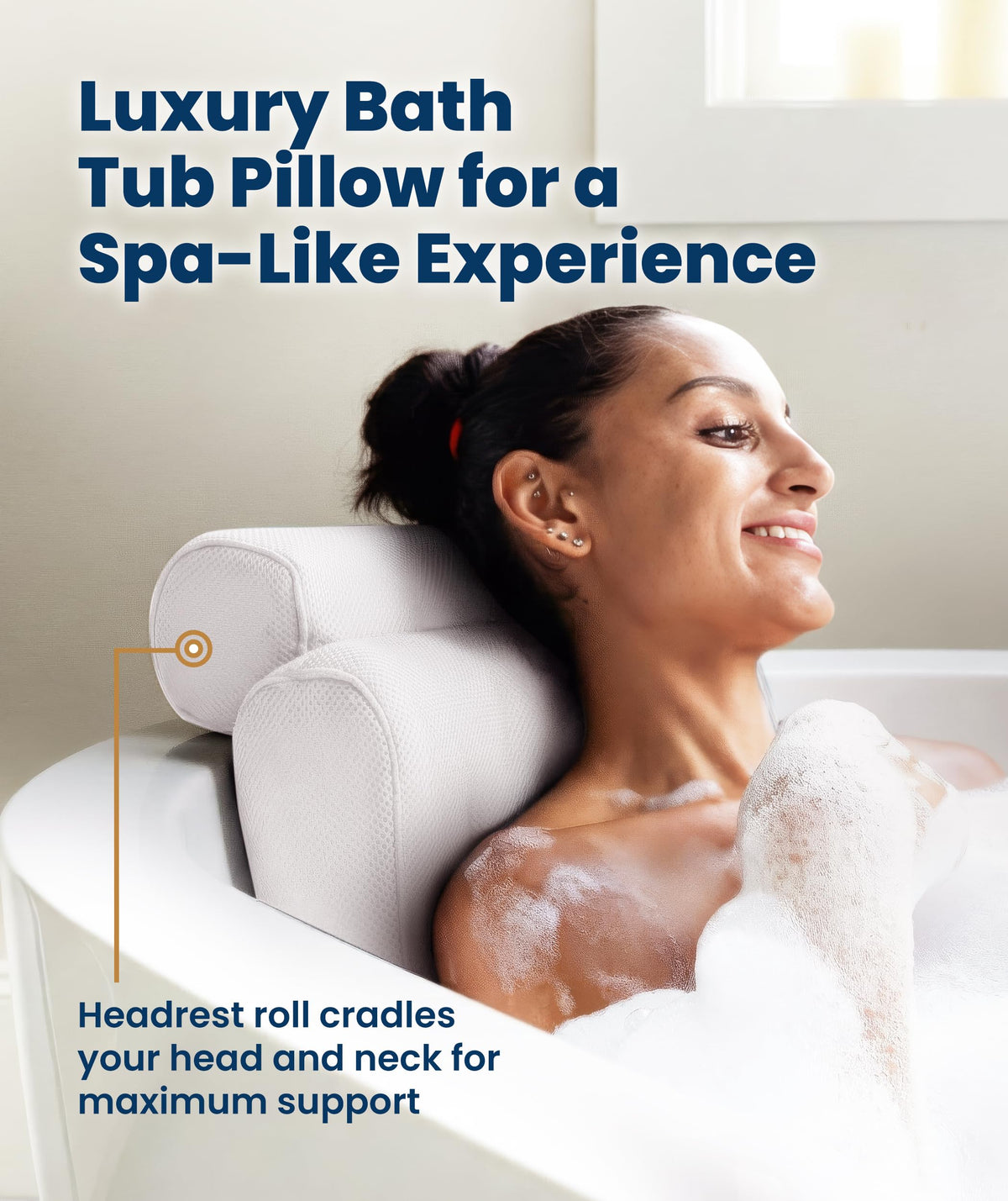Coussin de bain avec ventouses antidérapantes sur baignoire