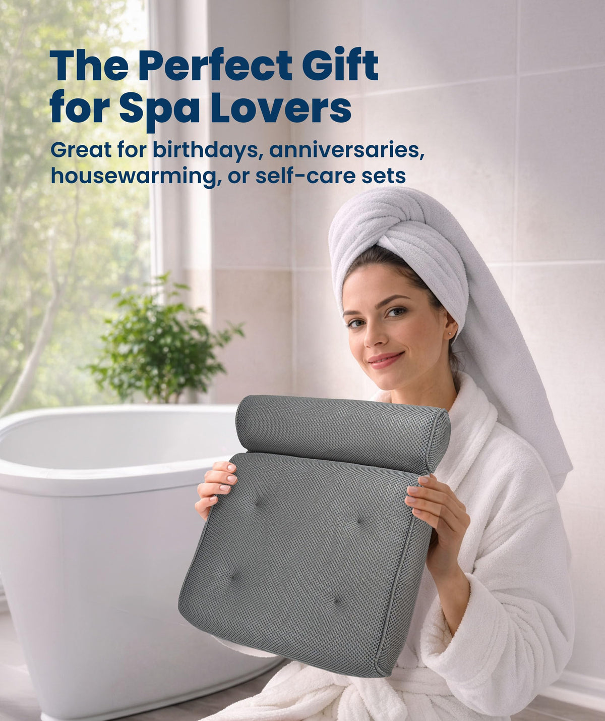 Coussin de bain luxe 4D gris avec détails de texture