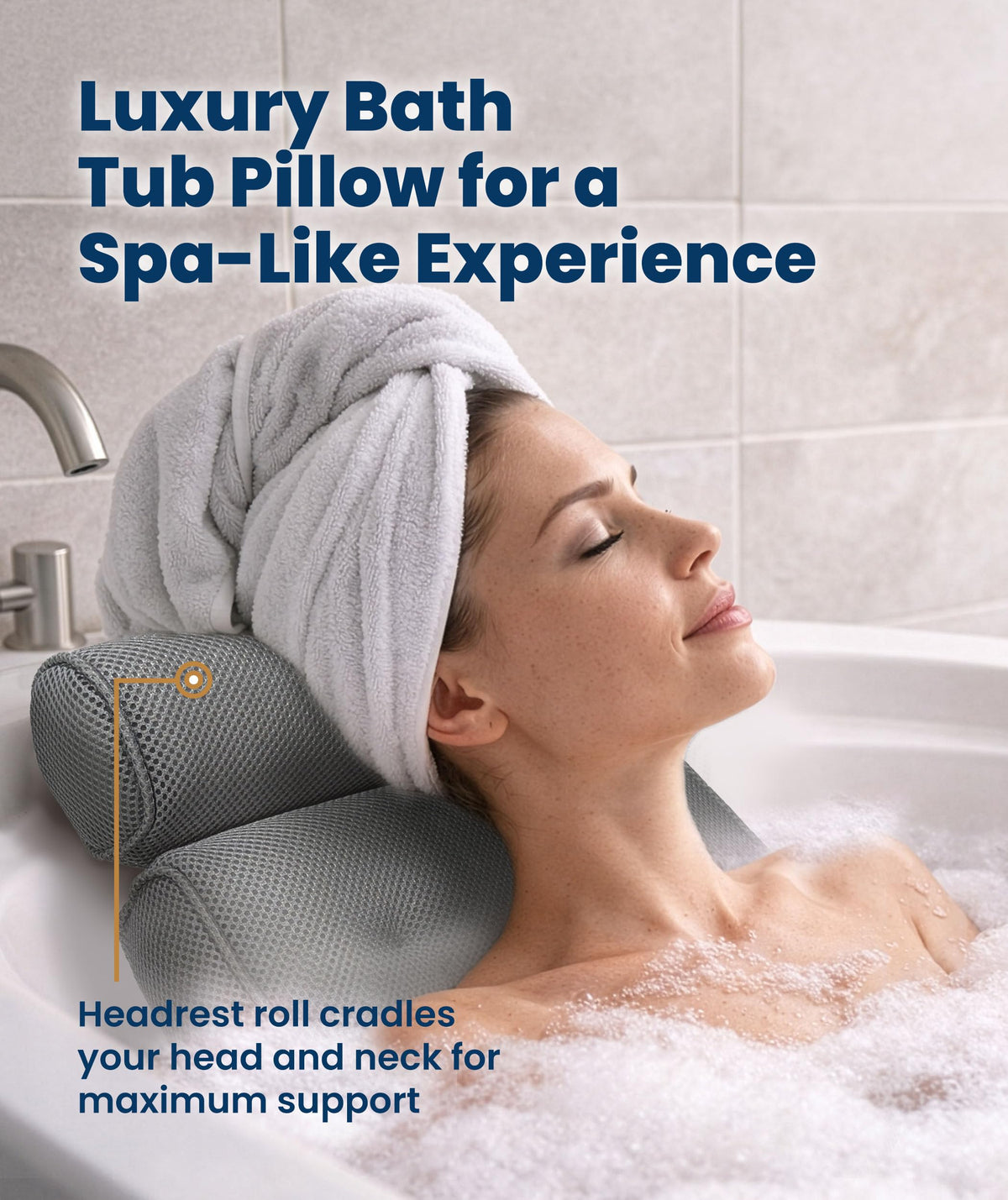 Coussin de bain luxe 4D gris avec ventouses