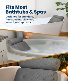 Coussin de bain luxe 4D gris dans une baignoire