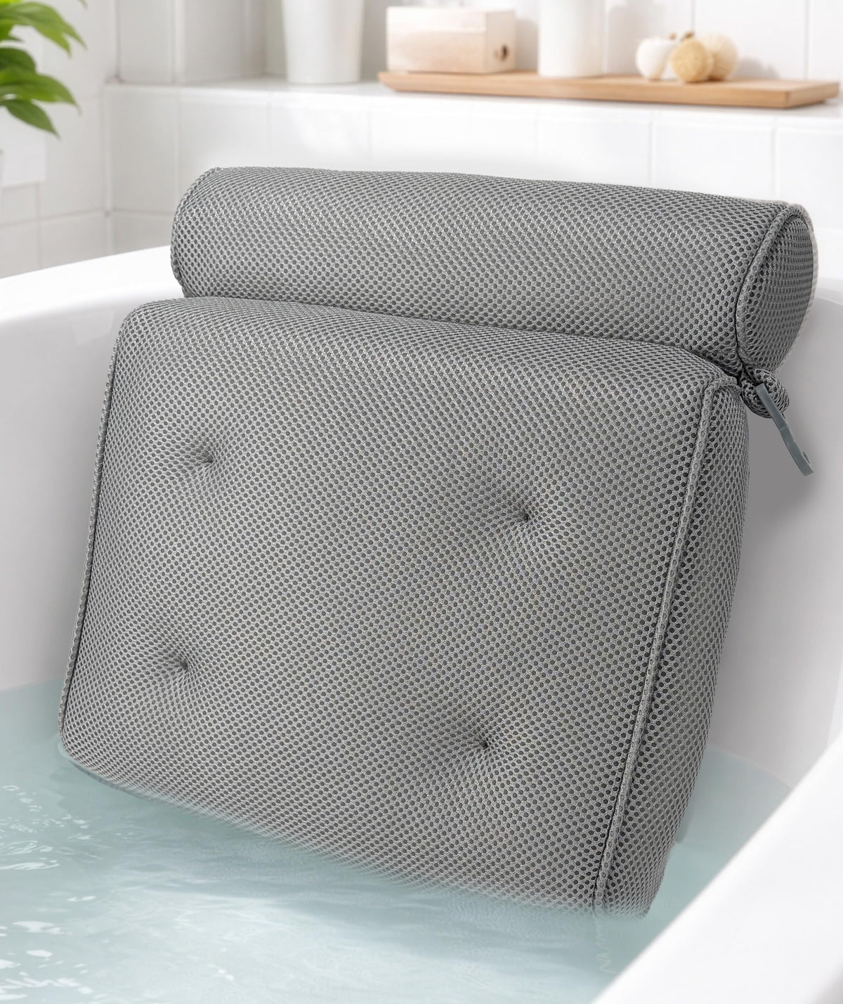 Coussin de bain luxe 4D gris vue de face