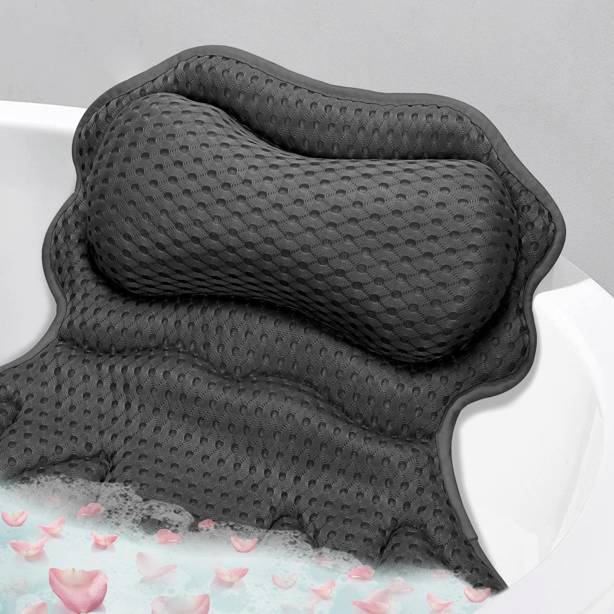 Coussin de bain SetSail noir avec design ergonomique